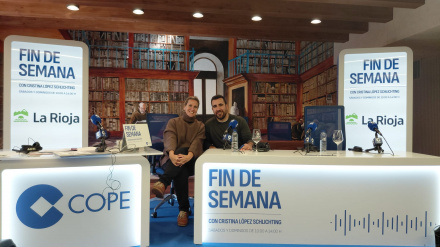 Cristina L. Schlichting en Haro (La Rioja) con Jaime del Val, propietario del restaurante 'Terete' de Haro