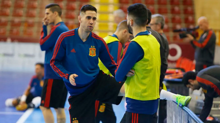 Bebe, durante una concentración con la selección española de fútbol sala