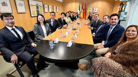 El presidente de la Diputación de Granada, Francis Rodríguez, recibe a una delegación de empresarios chinos en la citada institución provincial