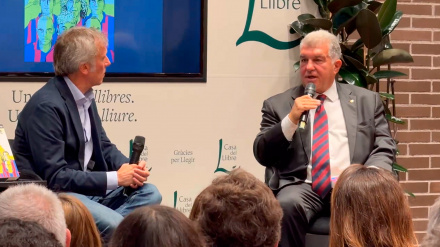 Joan Laporta, presidente del Barcelona, en el acto de presentación del libro 'Jo vaig viure a La Masia'