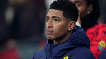 Jude Bellingham, en el banquillo de Wembley este jueves durante el partido con Serbia.
