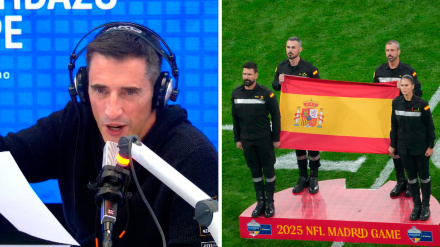 Joseba Larrañaga y el homenaje a la UME en la previa del partido de la NFL en Madrid