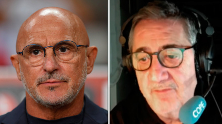 Luis de la Fuente, seleccionador español, y el periodista Miguel Rico