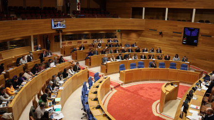 Momento de la lectura de la declaración institucional este martes