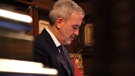 Jaume Collboni, en el pleno de esta mañana, en el Ayuntamiento de Barcelona