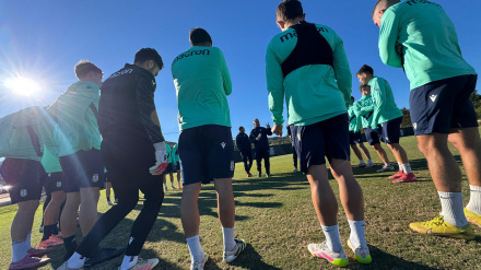 Javi Rey en un entrenamiento antes del Eldense