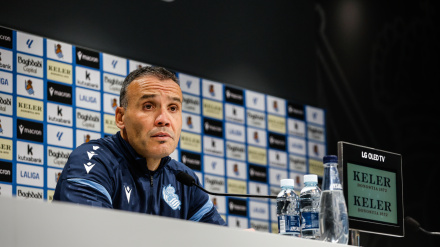 Sergio Francisco en la rueda de prensa previa al Osasuna - Real Sociedad