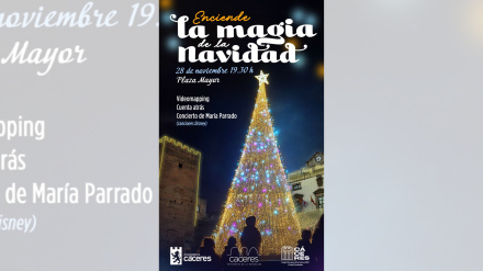 Cartel del encendido navideño en Cáceres