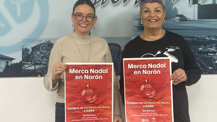 La concejala Olga Ameneiro con Choly Díaz, presidenta de la Asociación de Comerciantes de Narón