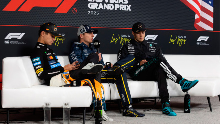 Imagen de una de las ruedas de prensa del GP de Las Vegas de Fórmula 1