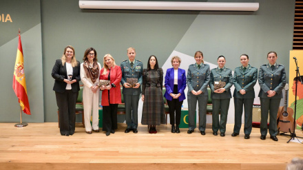 Entrega a Óscar Silva Álvarez, suboficial de la Comandancia de Navarra, por su trayectoria profesional relacionada con la lucha contra la violencia de género.