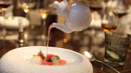 Foto de archivo de un plato Estrella Michelin