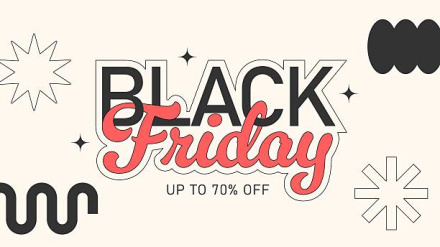Minimal Black Friday design with abstract decorative shapes for advertising and promotion. Vector illustration