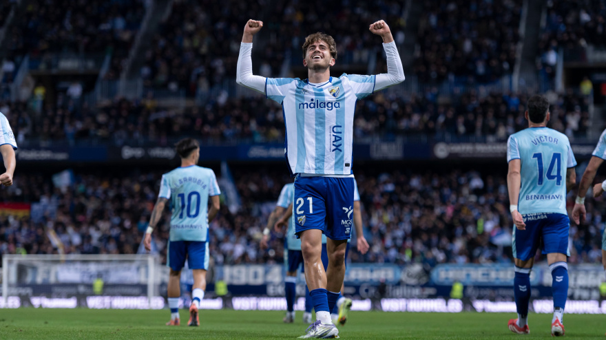 Adrián Niño hizo un doblete en el último partido ante el Mirandés.