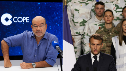 Ángel Expósito y Emmanuel Macron anunciando el regreso del servicio militar