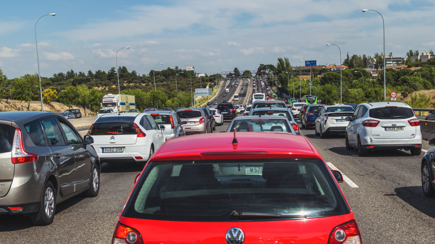 Atasco de tráfico en Madrid