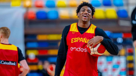 Great Osobor, en un entrenamiento con la selección española de baloncesto