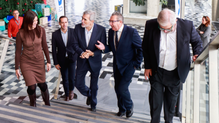 Instantes previos al inicio del evento con Del Prado, Utor, Pérez y Peláez