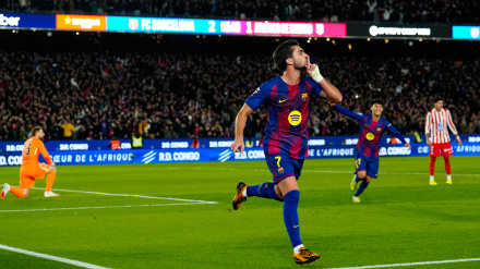 Ferran Torres celebra el 3-1 frente al Atlético de Madrid en LaLiga