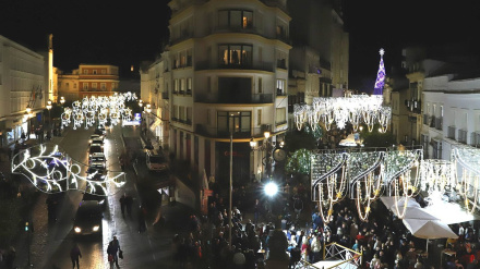 Alumbrado de Navidad en el entorno del Gallo Azul de Jerez