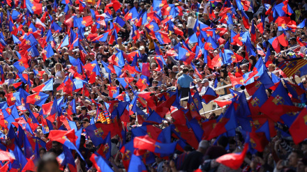 Banderas del Barcelona en el Camp Nou