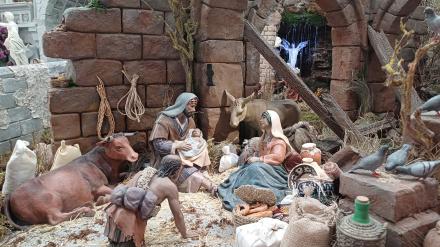 Escena del Nacimiento en el belén monumental en el Convento de la Victoria de Vera