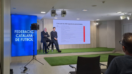 Soteras y Garrido, hoy en la sede de la Federació Catalana de Futbol.