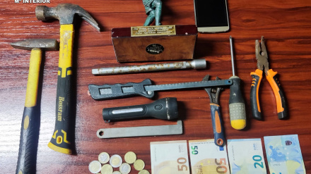 Efectos incautados a los supuestos ladrones de las gasolineras