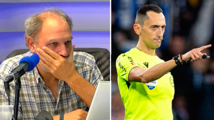 Pedro Martín y el árbitro Sánchez Martínez