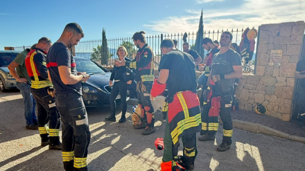 Bomberos voluntarios de Xàbia trabajan en la retirada de pinos secos para reforzar la seguridad en la zona del Montgó