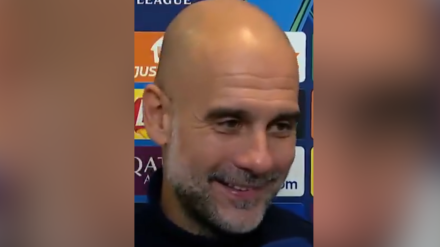 Pep Guardiola en el micrófono de Movistar Plus