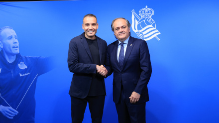 Sergio Francisco y Jokin Aperribay en la presentación del técnico