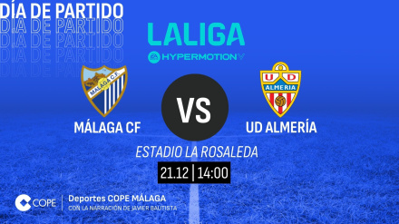 Horario y dónde ver y escuchar el Málaga-Almería de este mediodía