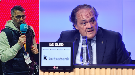 Marco Antonio Sande (Jefe de Deportes COPE Gipuzkoa) y Jokin Aperribay (presidente de la Real Sociedad)