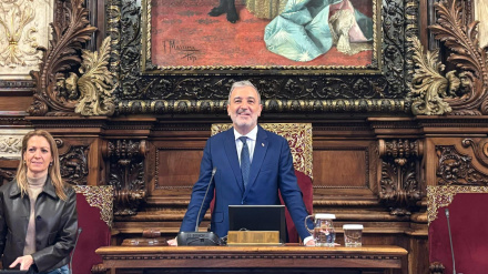 El alcalde Jaume Collboni durante el pleno de este viernes