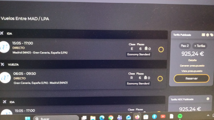 Precio de un billete de avión para viajar a Canarias en Navidad