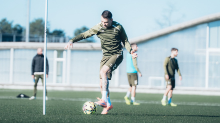 Iago Aspas en la sesión del Celta el 29 de diciembre