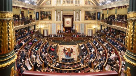 Vista del hemiciclo de las Cortes Generales, en el Congreso de los Diputados, a 29 de noviembre de 2023, en Madrid (España).