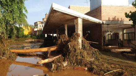 Centro de Salud de Azuara tras las lluvias torrenciales
