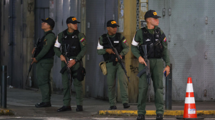 Militares custodian las inmediaciones del Palacio Presidencial de Miraflores tras varias detonaciones y explosiones en Caracas