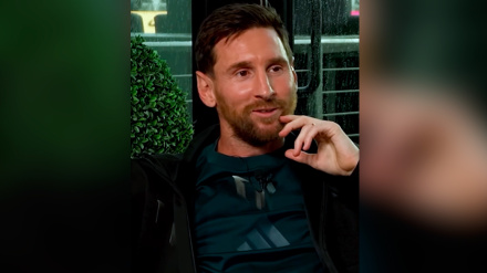 Leo Messi, durante su entrevista con Luzu TV