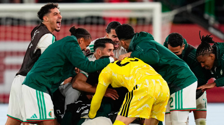 Euforia en la selección de Argelia tras clasificarse ante la República del Congo para cuartos de final de la Copa de África