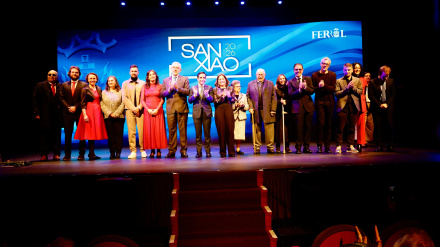 Los homenajeados con parte de las corporaciones de Ferrol y Lugo
