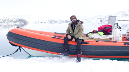Álex Galán, durante el rodaje en Groenlandia