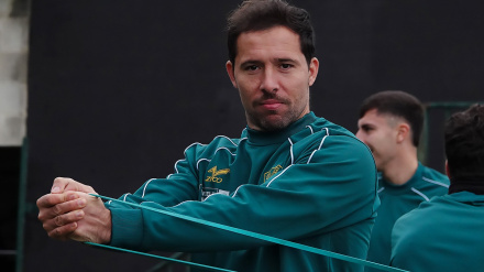 Alberto Domínguez, en un entrenamiento del Coruxo