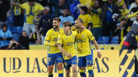 Jesé celebra el gol del empate de Las Palmas