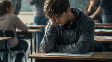 Estudiante deprimido en clase