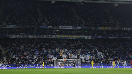 Aspecto de la grada durante el Espanyol-Girona disputado el pasado viernes en Cornellà-El Prat.