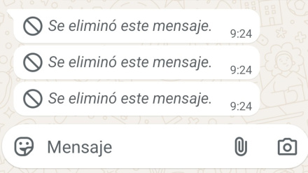 Captura de pantalla mostrando mensajes eliminados