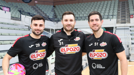 Gadeia, César y Bebe tras la sesión de entrenamiento de este miércoles